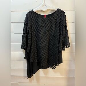 I.C. BY CONNIE K – Black Textured Layered Top – Size XL